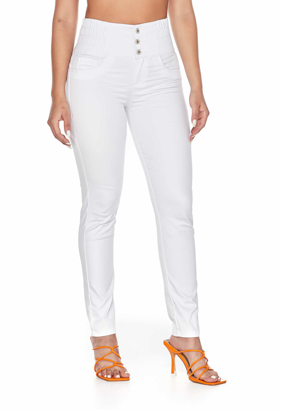 JEANS MUJER SKINNY BLANCO TIRO ALTO 9096