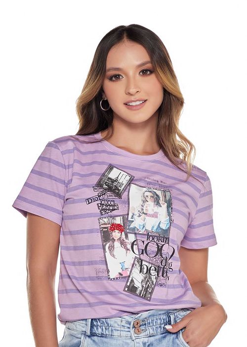Camiseta con estampado a rayas