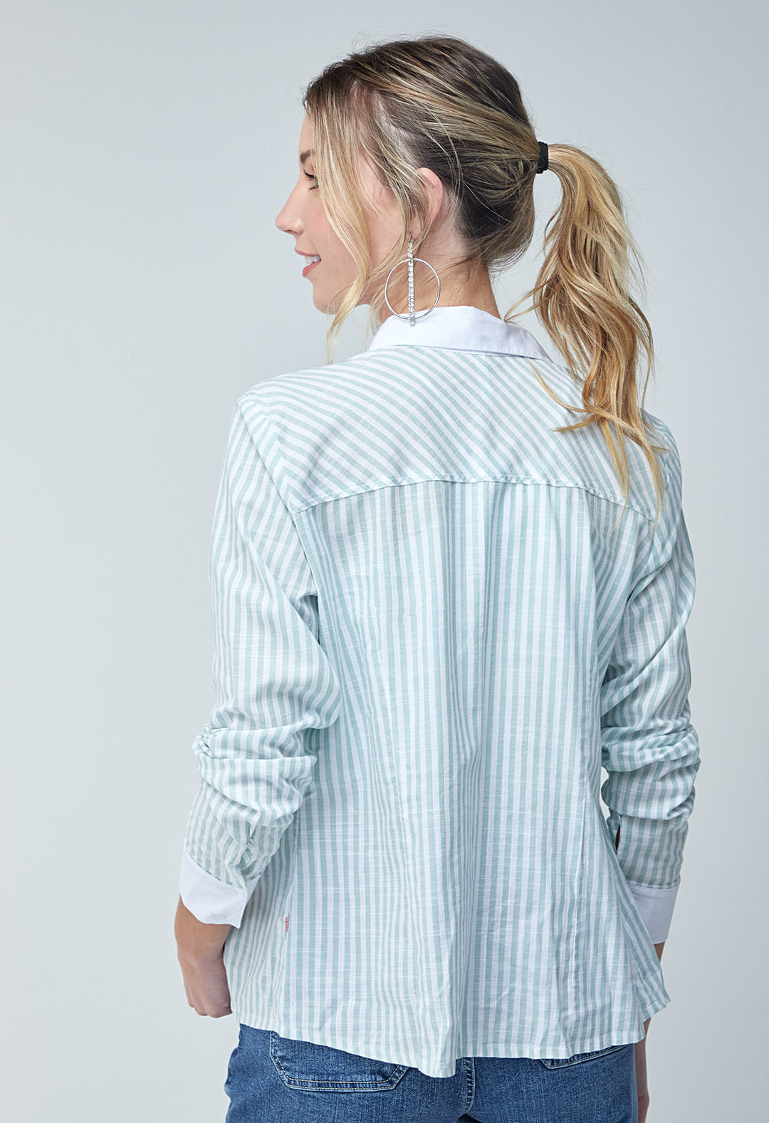 Blusa manga larga a rayas con cuello y pu os en contraste Stop Jeans