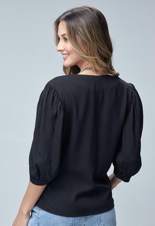 Blusa manga corta entrecruzada