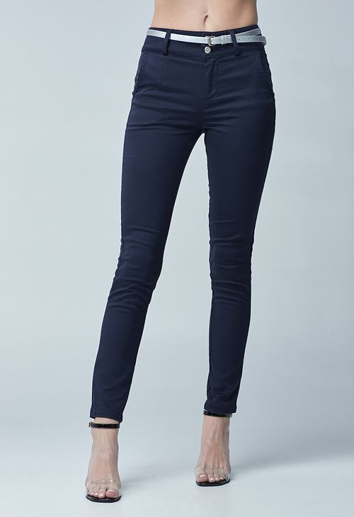 Pantalon Ejecutivo Tiro Alto Bota Tubo Azul Navy1