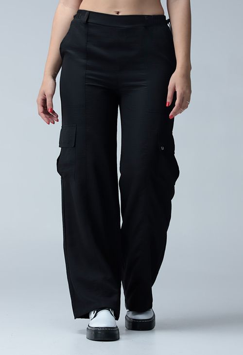 Pantalon tiro alto con jareta en pretina