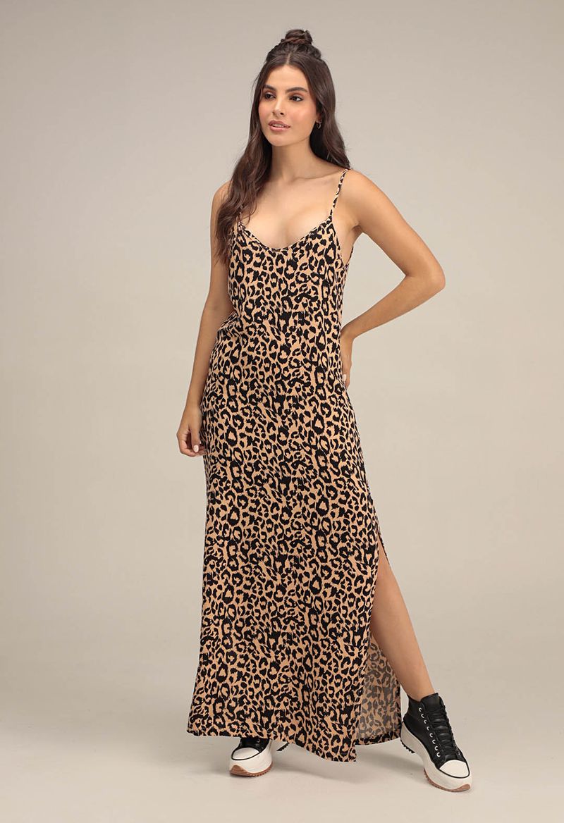 Vestido animal print discount largo