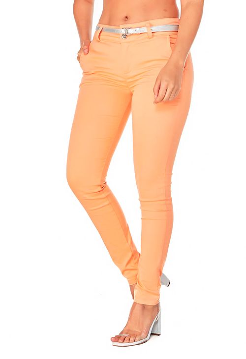 Pantalon Ejecutivo tiro alto bota tubo Naranja1