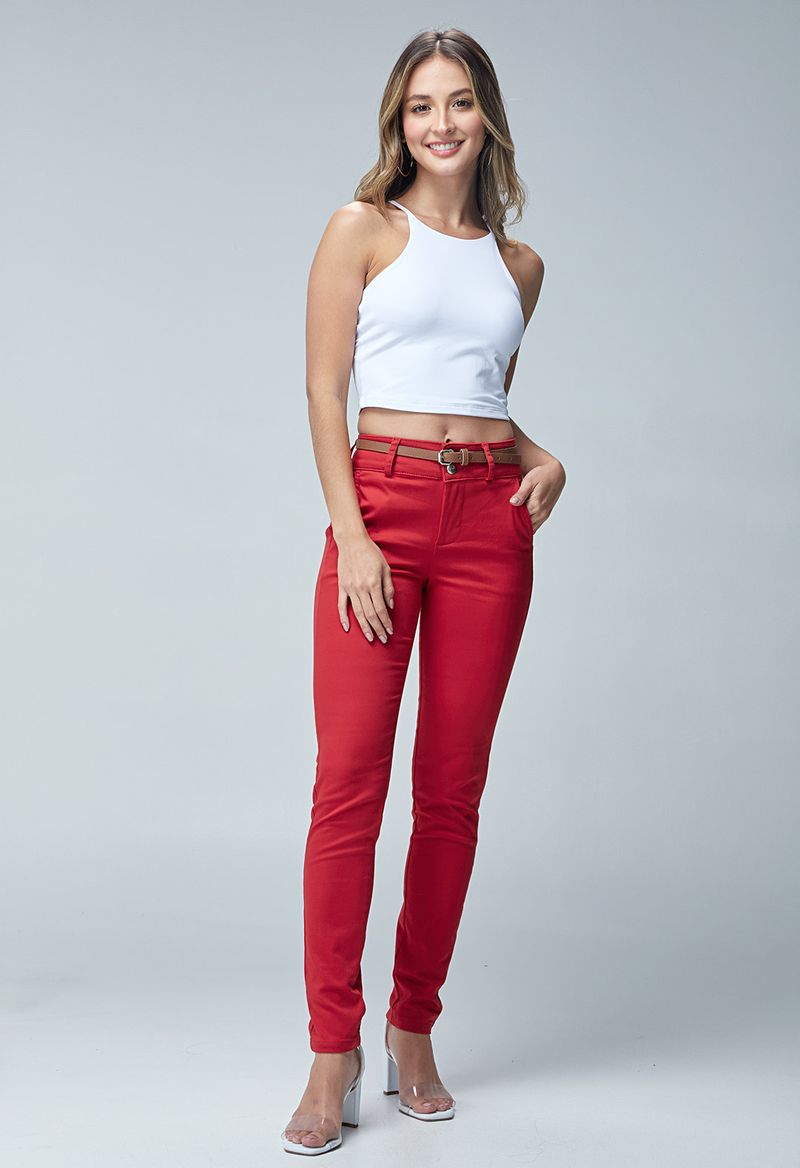 Pantalon Ejecutivo Tiro Alto Bota Tubo Rojo4 - Stop Jeans