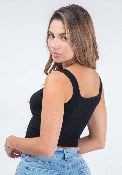 Camiseta tiras seamless crop para mujer
