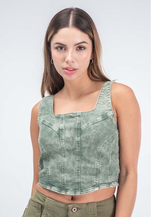 Bustier manga sisa crop para mujer