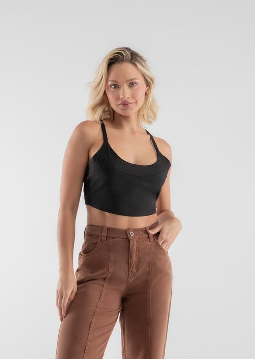 Blusa tiras en lino tipo crop