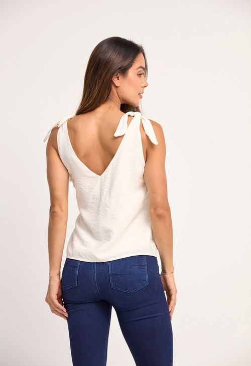 Blusa manga sisa con amarres en hombros