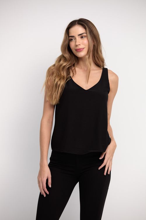 Blusa manga sisa con escote en v basico para mujer