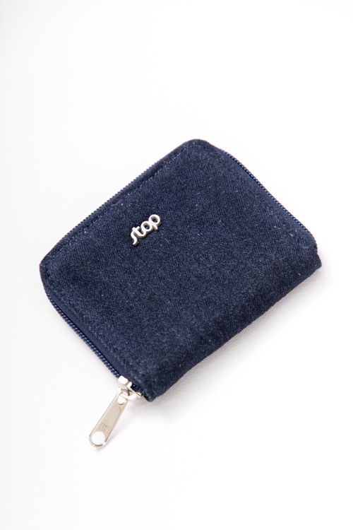 Billetera azul oscuro en denim para mujeres