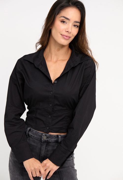 Blusa manga larga con perilla funcional