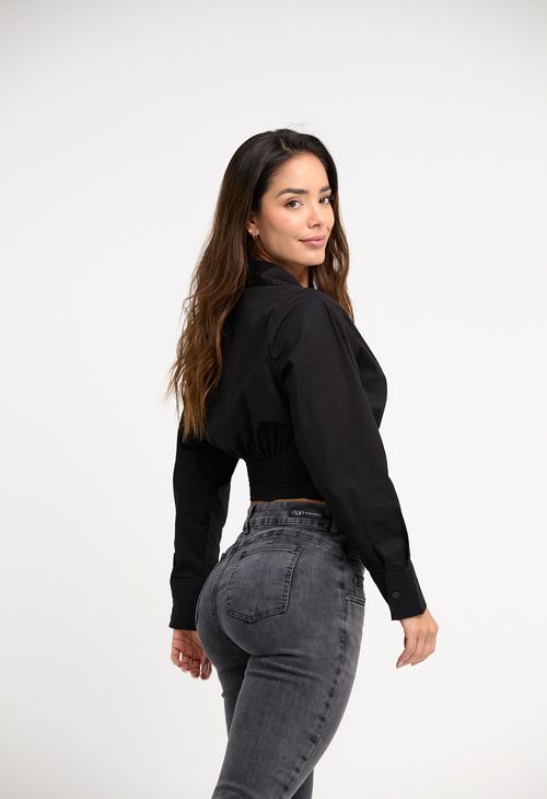 Blusa manga larga con perilla funcional