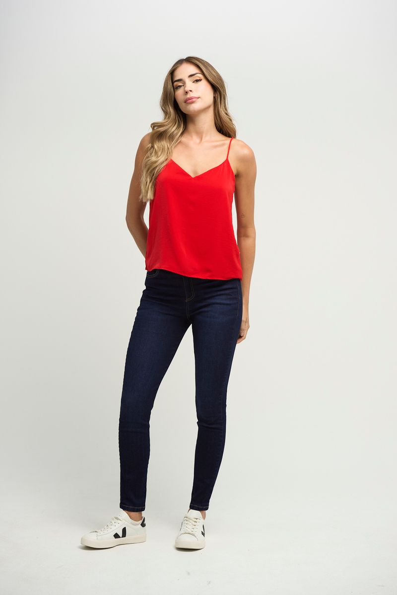 Blusa roja con escote en V para mujeres Stop Jeans