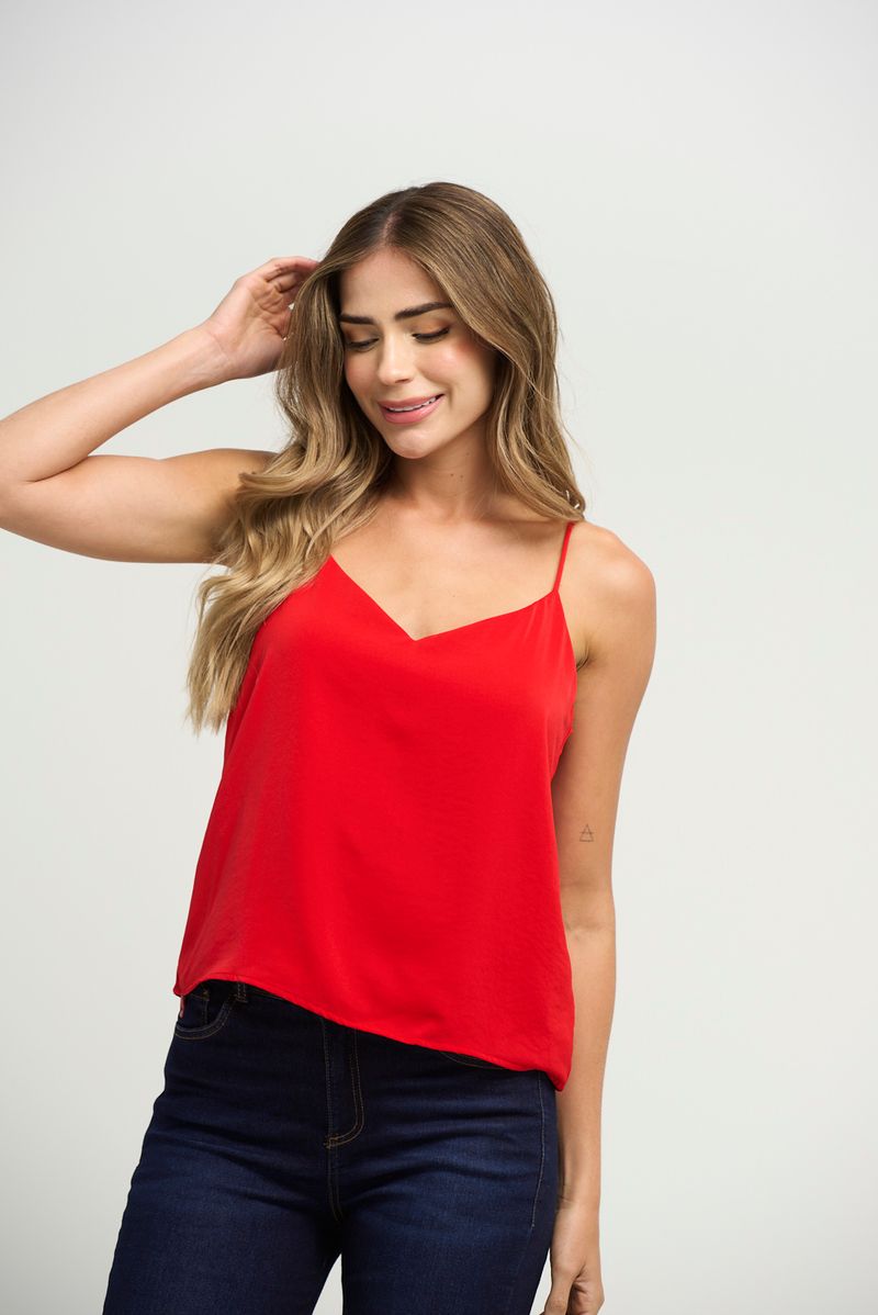 Blusa roja con escote en V para mujeres Stop Jeans