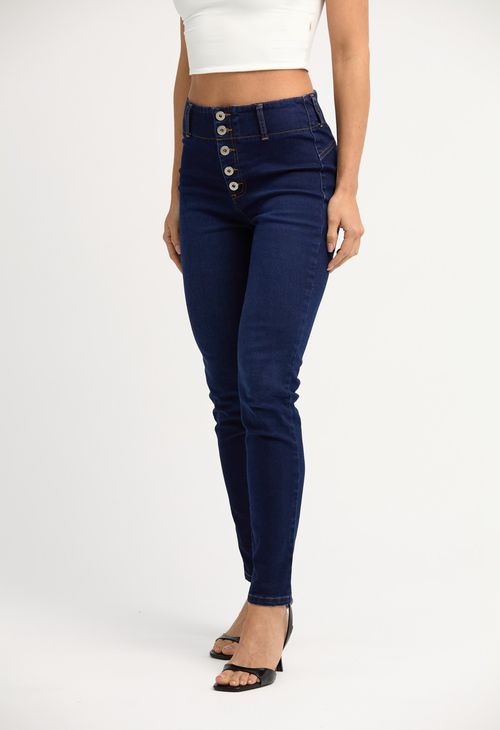 Jean escultor oscuro con botones para mujeres