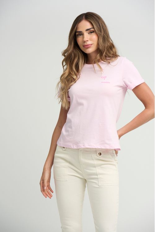 Camiseta rosa claro estampada para mujeres