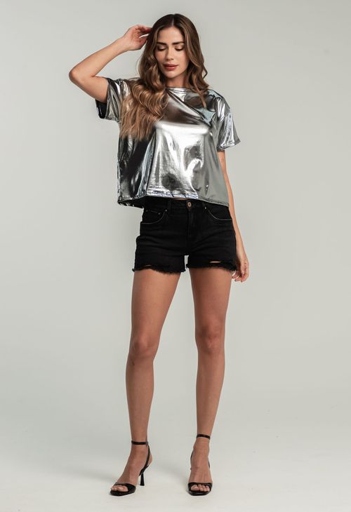 Short negro ruedo desflecado para mujeres