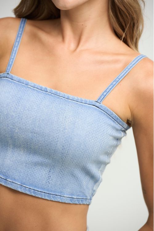 Crop top lavado claro para mujeres