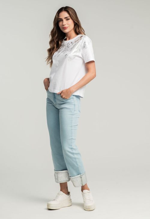 Jean vaquero claro con brillo en bota para mujeres