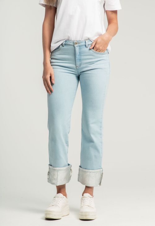 Jean vaquero claro con brillo en bota para mujeres