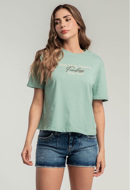 Camiseta eucalipto boxy fit para mujeres
