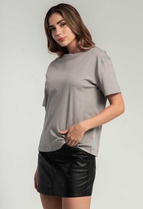 Camiseta oversize gris con aplique de estrella para mujeres