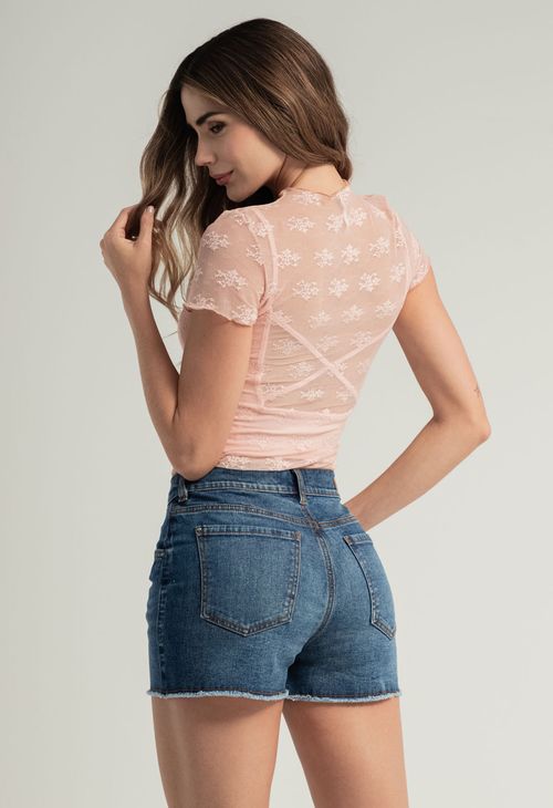 Camiseta naranja claro doble prenda para mujeres