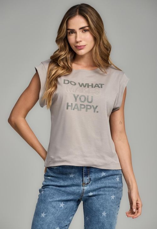 Camiseta gris estampada para mujeres