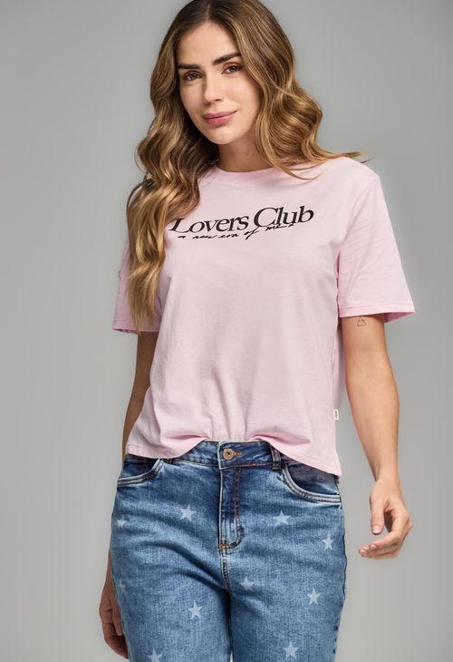 Camiseta rosa estampado gráfico para mujeres