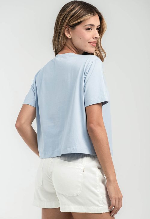 Camiseta azul claro estampada para mujeres