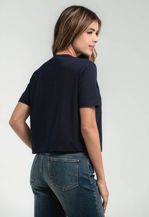 Camiseta azul navy estampada para mujeres