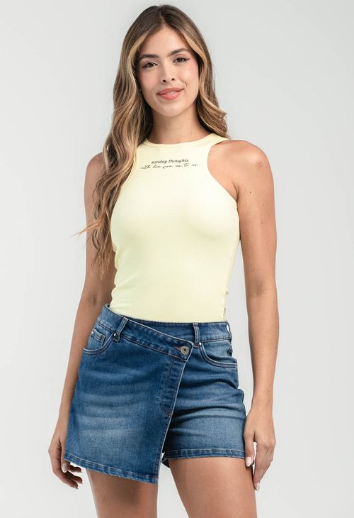 Camiseta amarillo claro estampada para mujeres