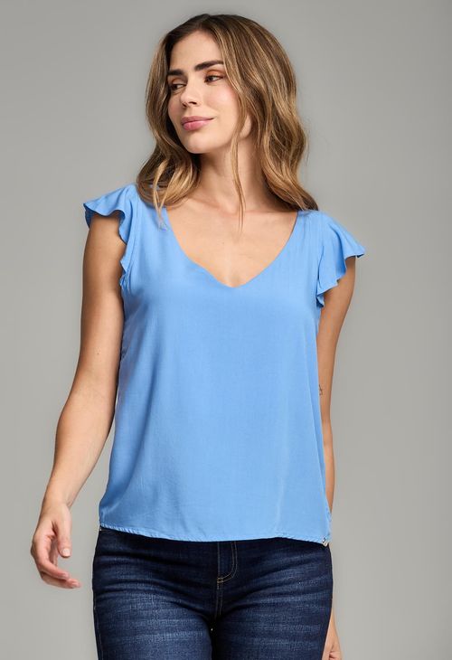 Blusa azul hortensia con bolero para mujeres