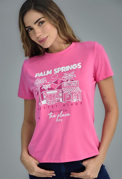 Camiseta rosa estampada para mujeres