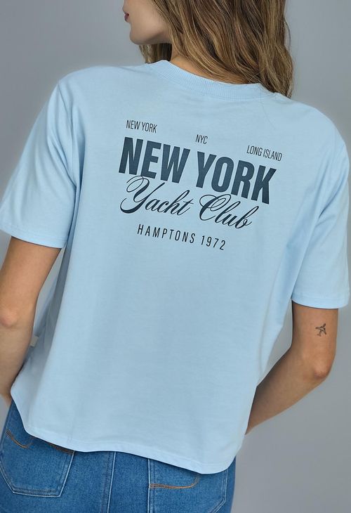 Camiseta azul claro estampada para mujeres