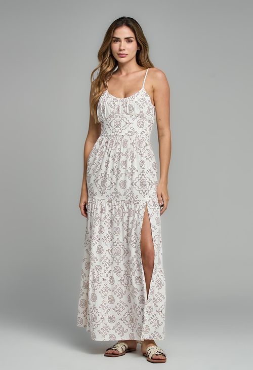 Vestido marfil recogido en busto para mujeres