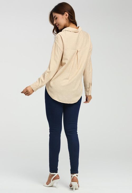 Blusa arena estampada para mujeres