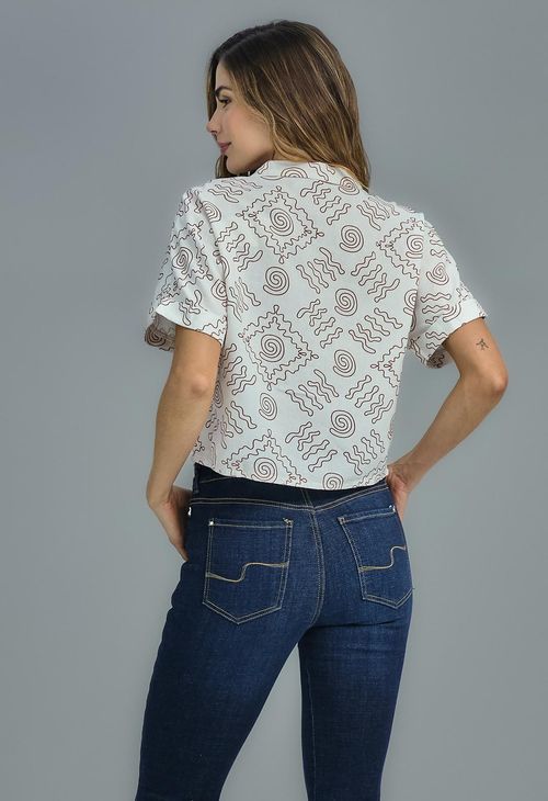 Blusa marfil con botones para mujeres
