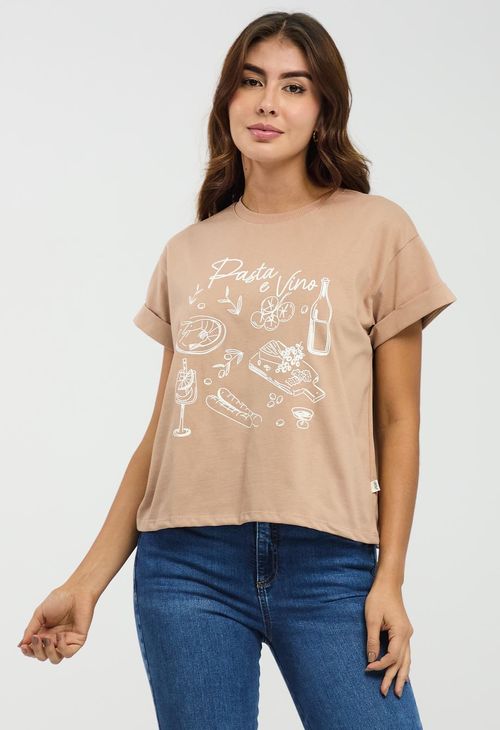 Camiseta chocolate estampada para mujeres