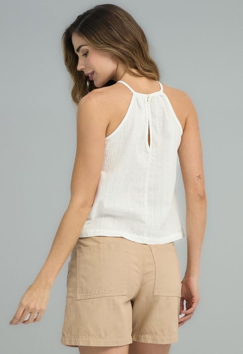 Blusa marfil cuello halter para mujeres