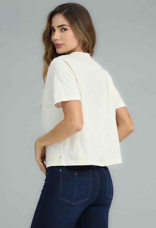 Camiseta marfil estampada para mujeres