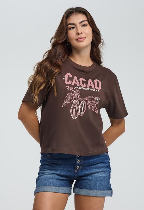 Camiseta chocolate estampada para mujeres
