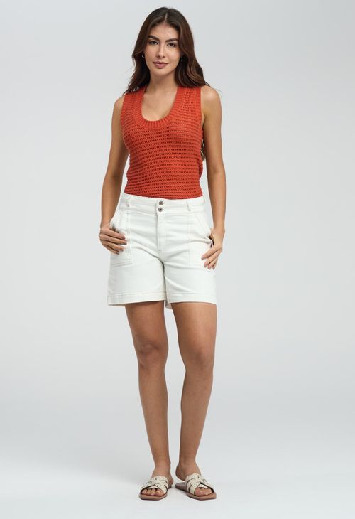 Bermuda marfil con doble pretina para mujeres