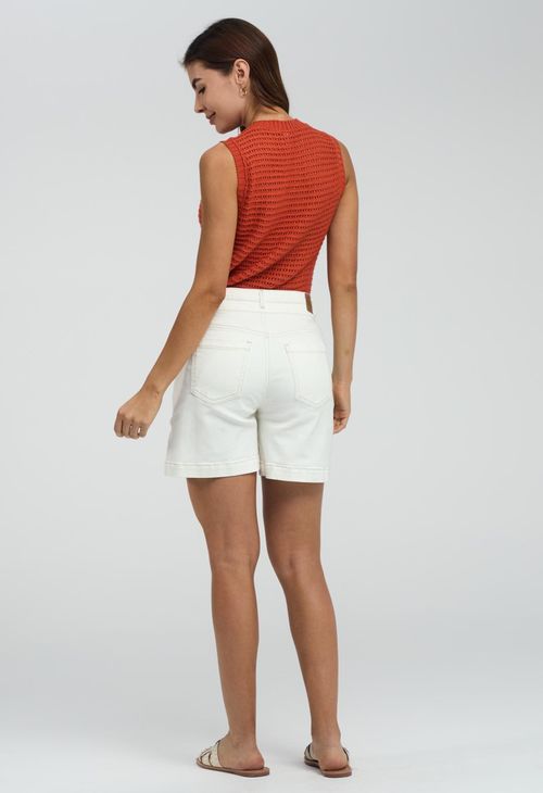 Bermuda marfil con doble pretina para mujeres