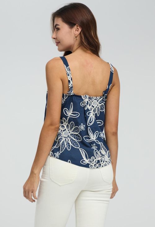 Blusa azul con amarre en frente para mujeres