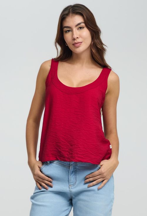 Blusa roja con escote en V para mujeres