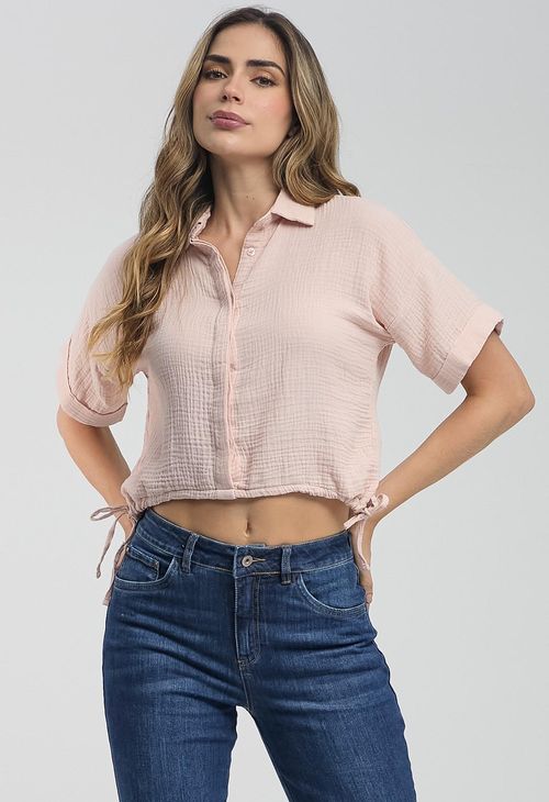Blusa palo de rosa con jareta para mujeres