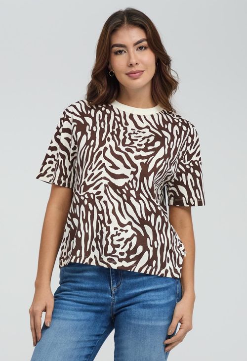 Camiseta marfil cuello redondo para mujeres