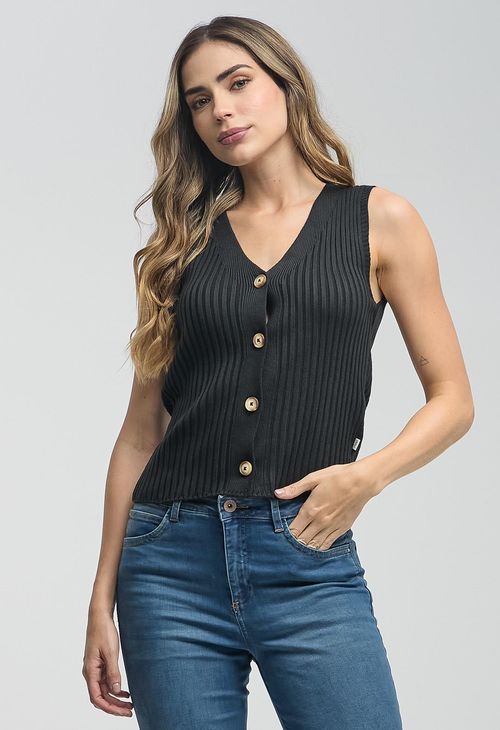 Chaleco negro con botones para mujeres